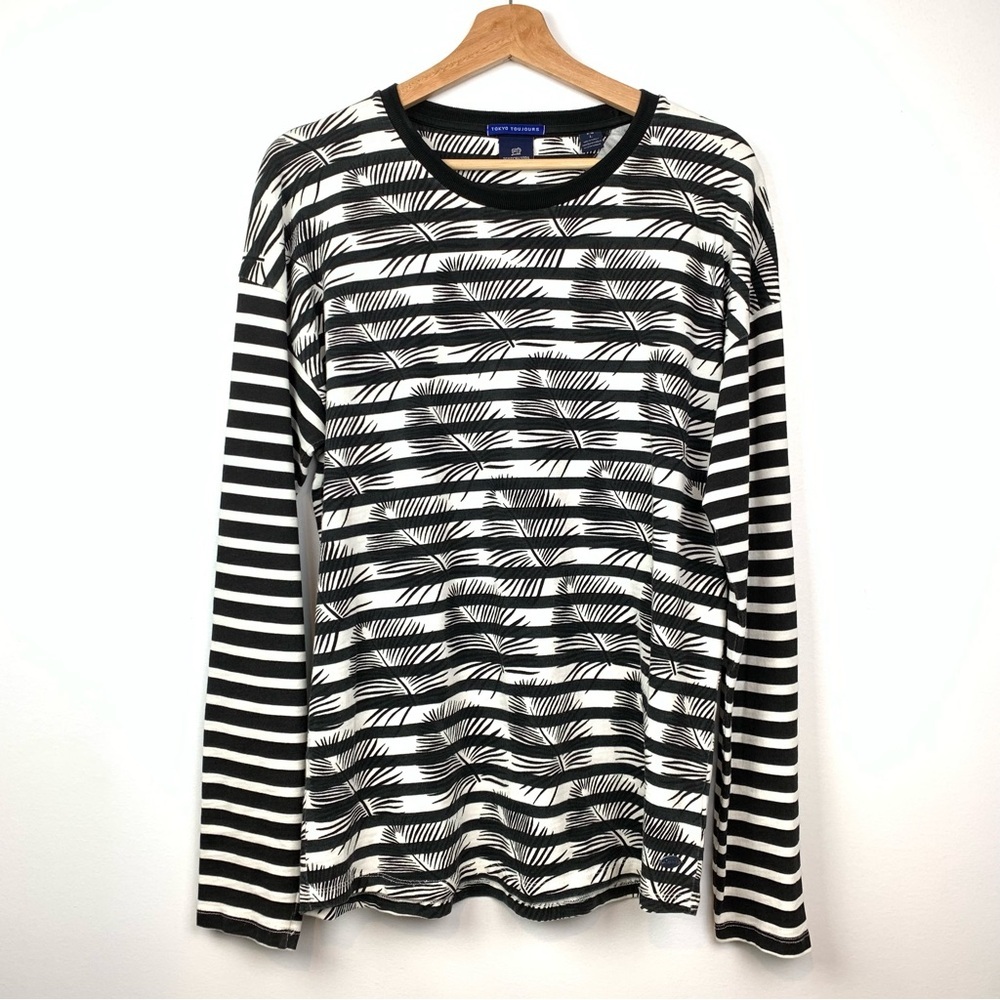 Scotch Soda Sweater Tokyo Toujours Amsterdam Couture Black White Stripes Large